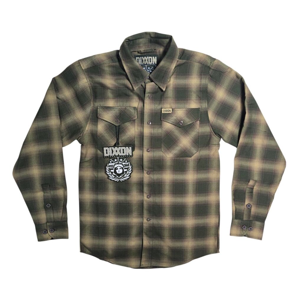 DIXXON The Bunker Green Brown Plaid Flannel Mens XS Long Sleeve Button Up NWT